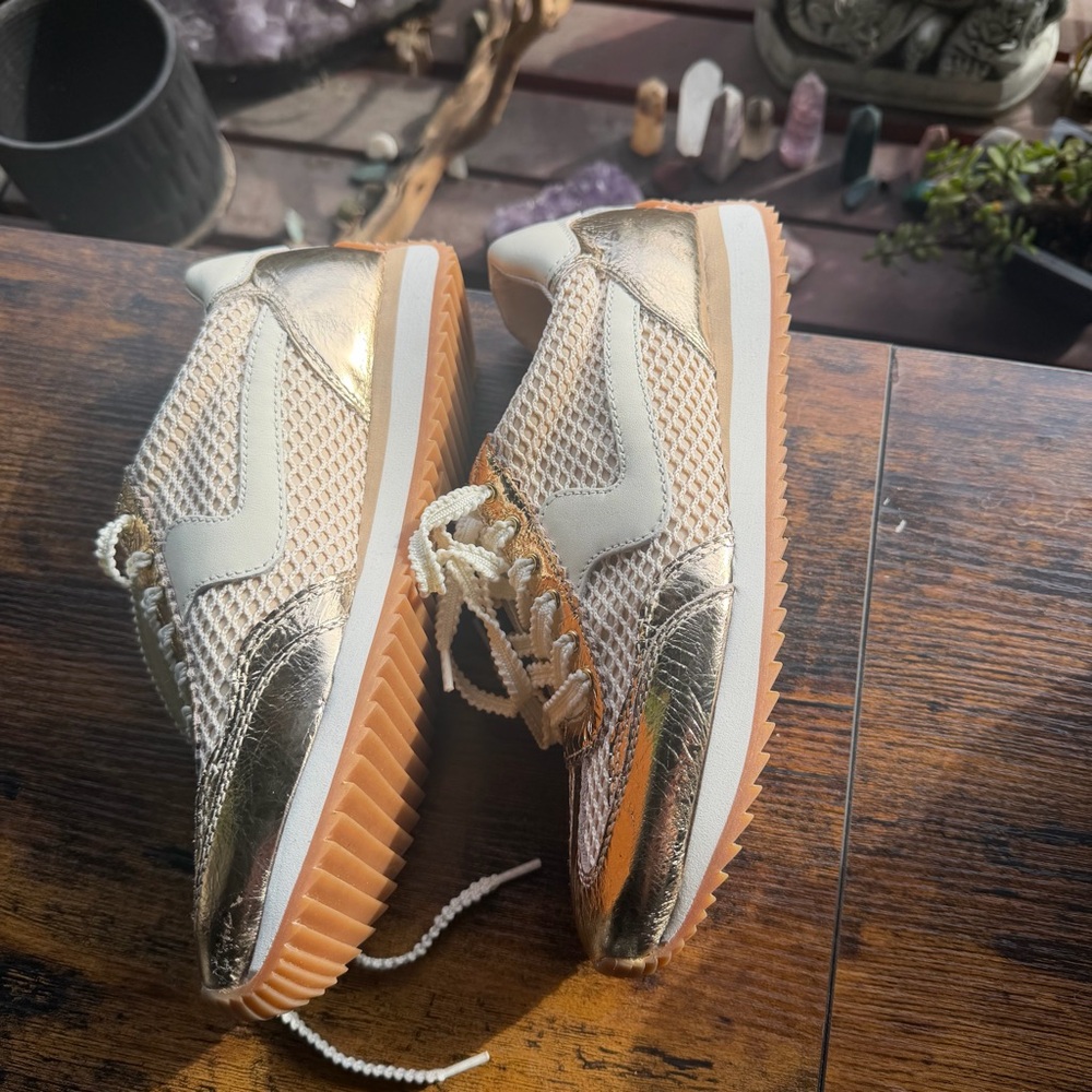 Dolce Vita Gold Woven Sneakers - Picture 3 of 7
